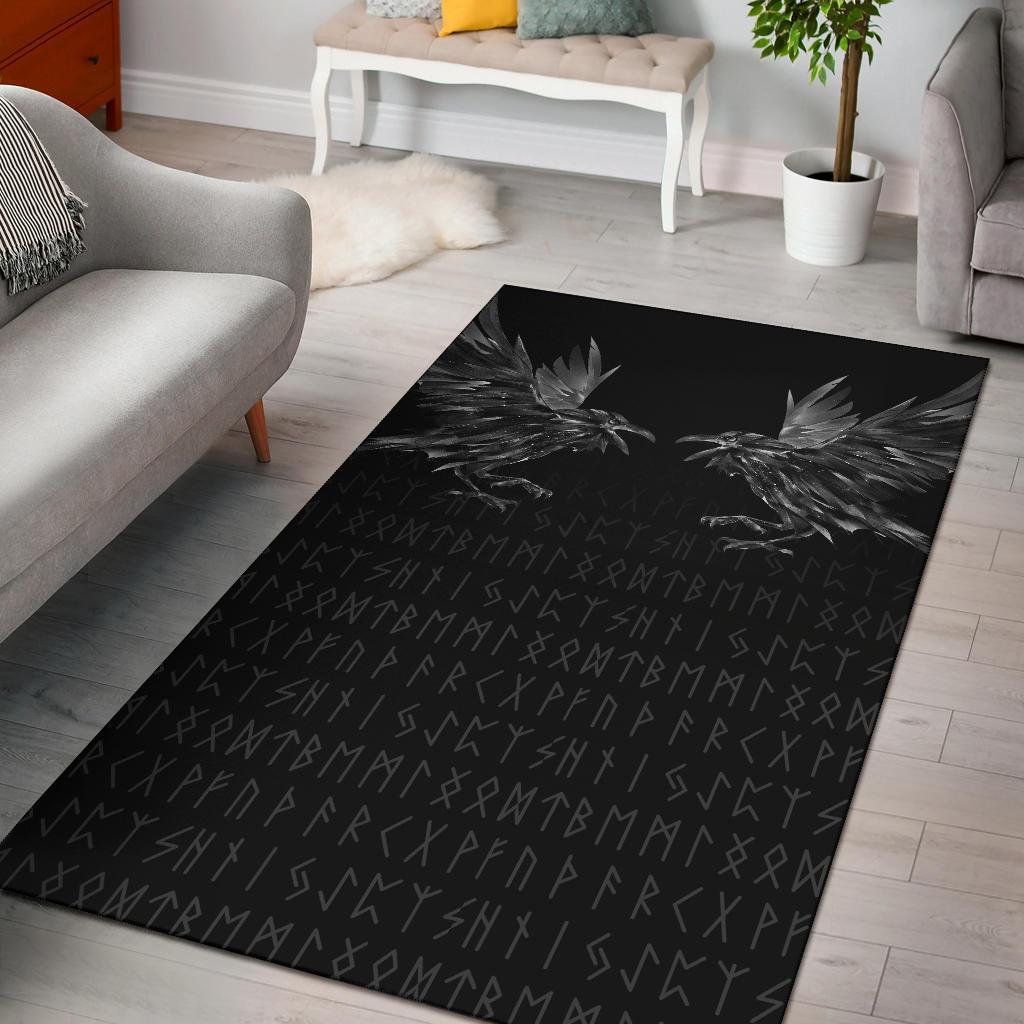 Viking Area Rug Odin Huginn and Muninn Rune RLT12 - Wonder Print Shop