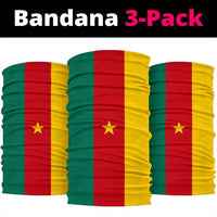 Cameroon Flag bandana 3-pack, three green red yellow neck buffs with gold stars