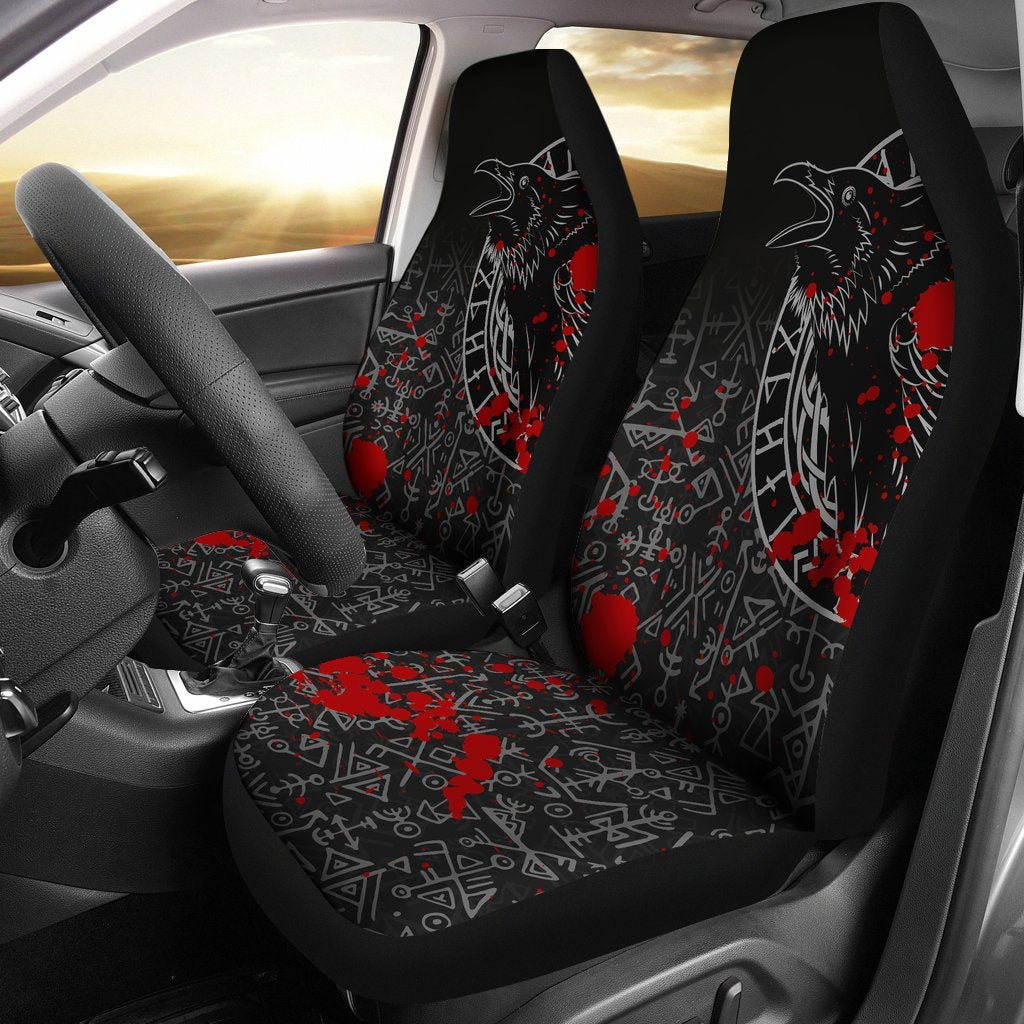 Viking Car Seat Covers Odin Raven Rune Futhark Blood RLT12 - Wonder Print Shop