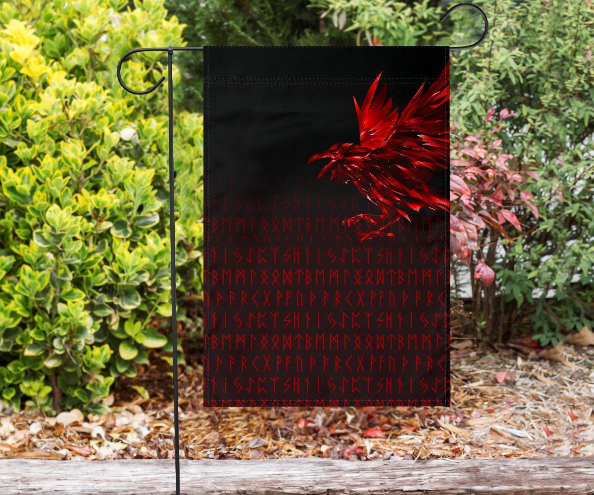 Viking Garden Flag The Raven Of Odin Rune, Red RLT12 - Wonder Print Shop