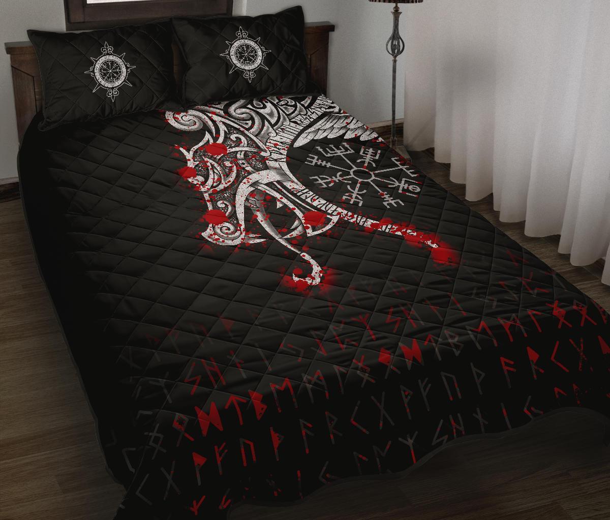 Viking Quilt Bed Set, Dragon and Vegvisir Blood Tattoo RLT12 - Wonder Print Shop