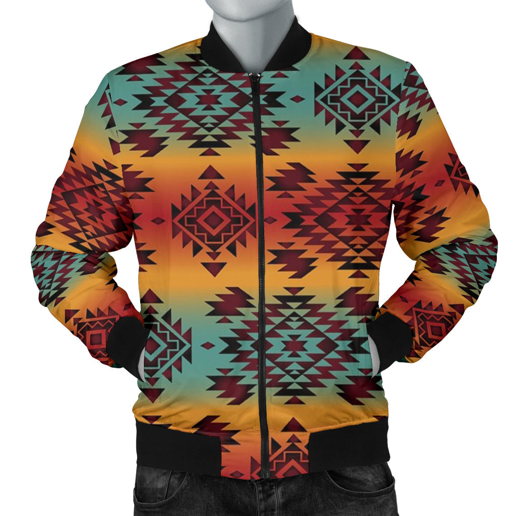 Bomberjacke mit Tribal-Print, durchgehendem Reißverschluss, schwarze Bündchen