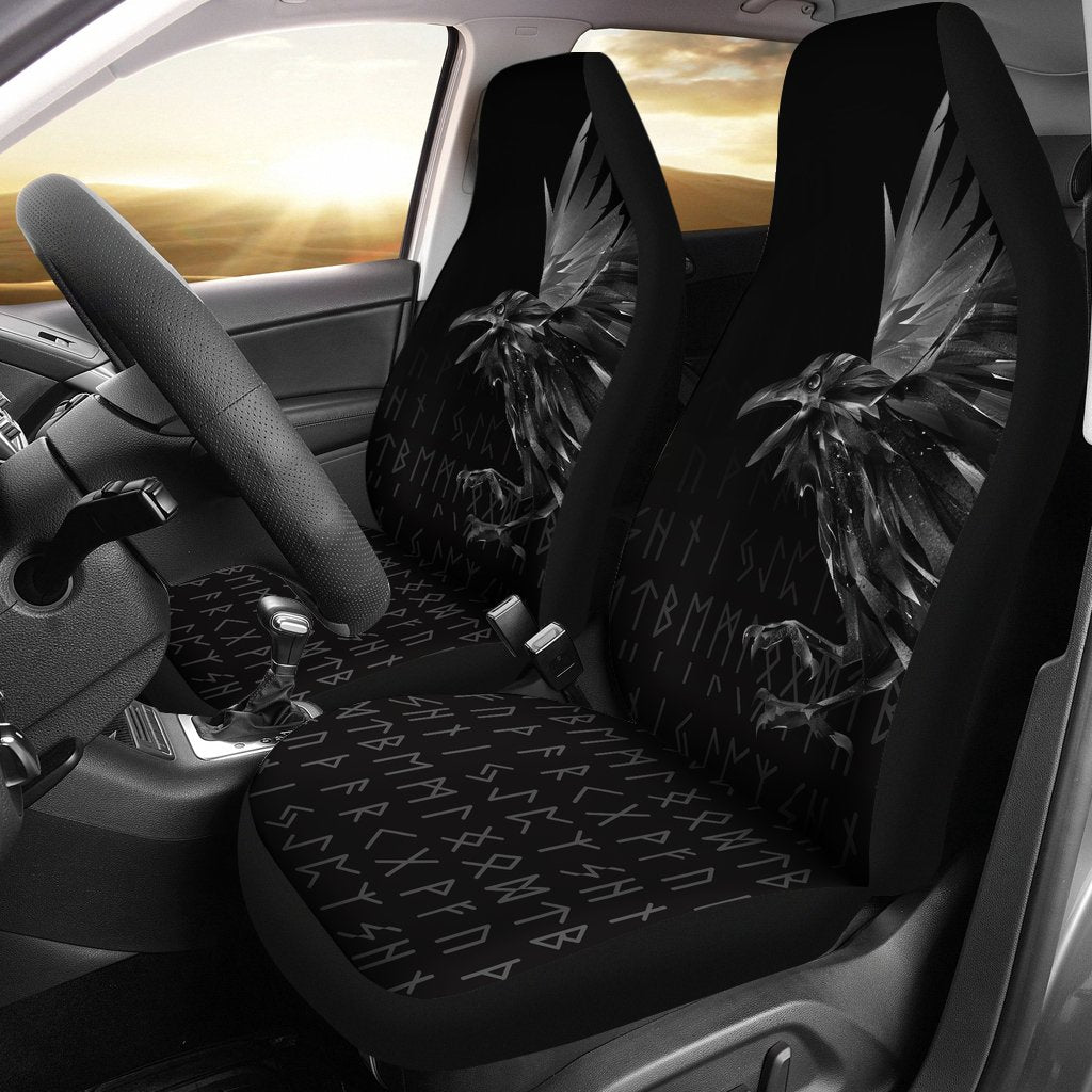 Viking Car Seat Covers The Raven Of Odin Rune RLT12 - Wonder Print Shop