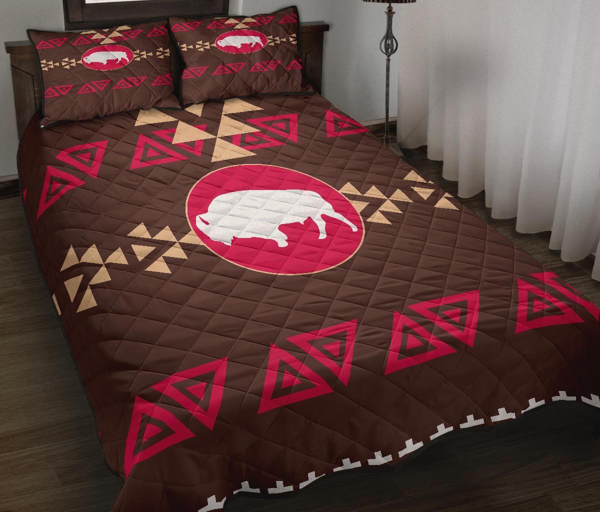 brown-bison-native-american-quilt-bed-set