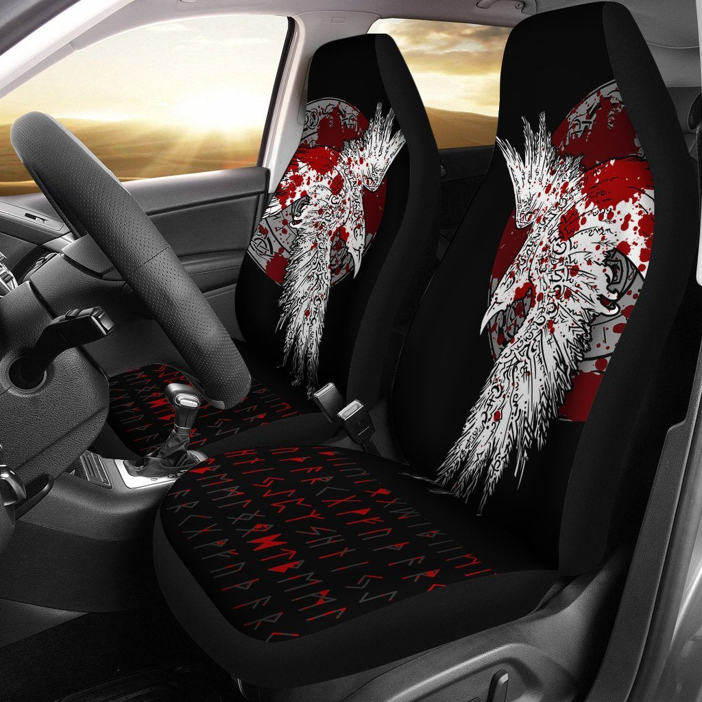 Viking Car Seat Covers Mystical Raven Tattoo Blood RLT12 - Wonder Print Shop