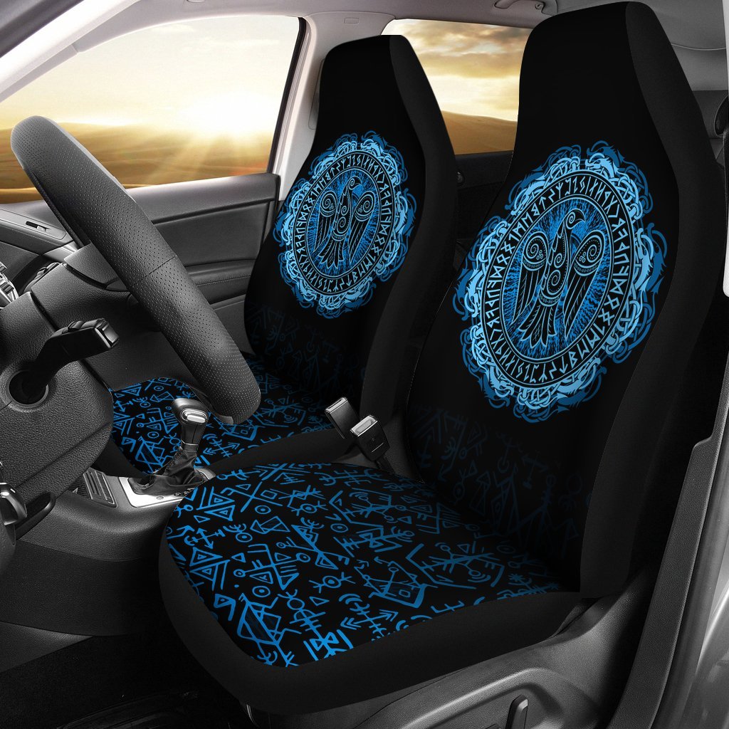 Viking Car Seat Covers Raven Celtic Cyan RLT12 - Wonder Print Shop