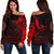 Viking Women's Off Shoulder Sweater - The Raven Of Odin Rune, Red RLT12 - Wonder Print Shop