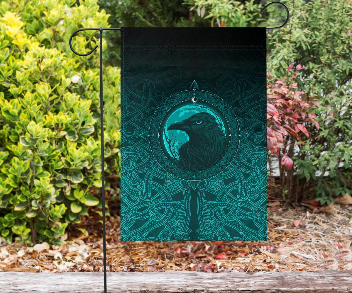 Viking Flag, Ethnic Odin Raven Cyan RLT12 - Wonder Print Shop