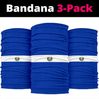 3-pack blue and white El Salvador flag neck gaiter bandanas with crest emblem