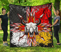 Bison Arrow Native American Premium Quilt: bison skull with horns, multicolor arrow burst