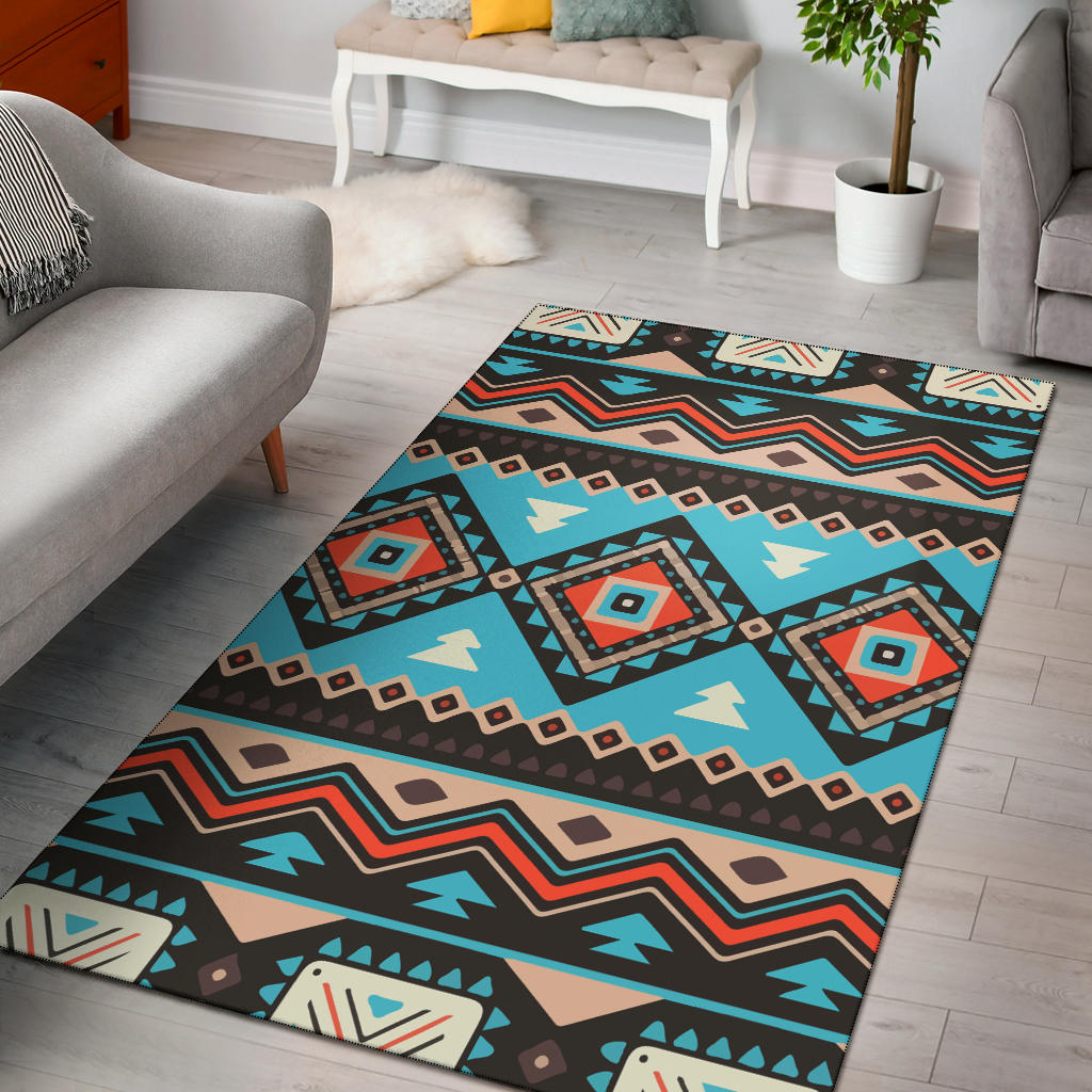 Tribal Line Shapes Ethnic Pattern Area Rug LT10 - Wonder Print Shop