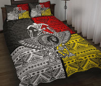 Colorful Native American quilt bed set with red, black, white, and yellow thunderbird prints