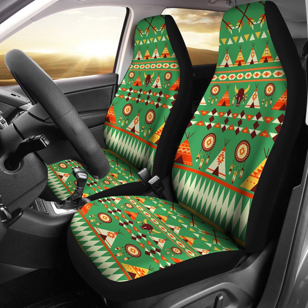 green-bison-pattern-car-seat-covers