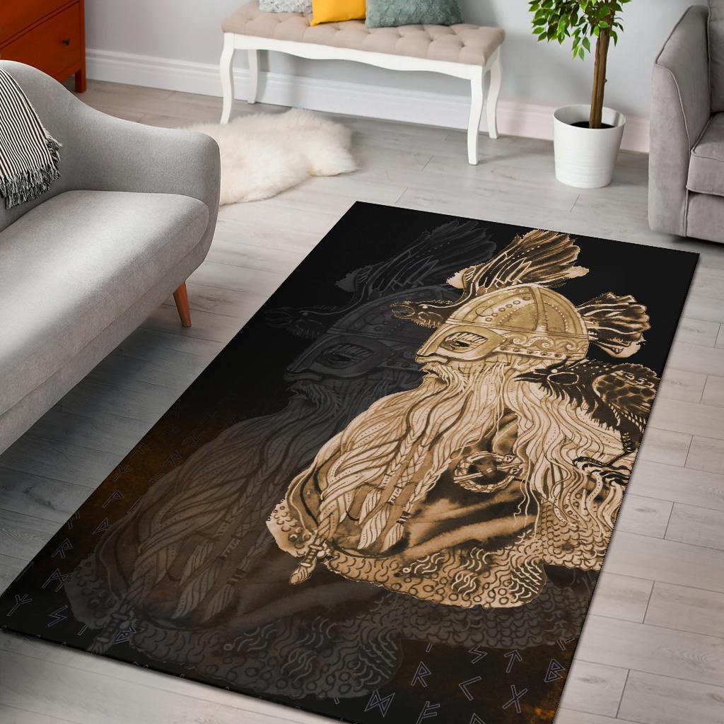 Viking Area Rug Odin Raven Viking Gold RLT12 - Wonder Print Shop