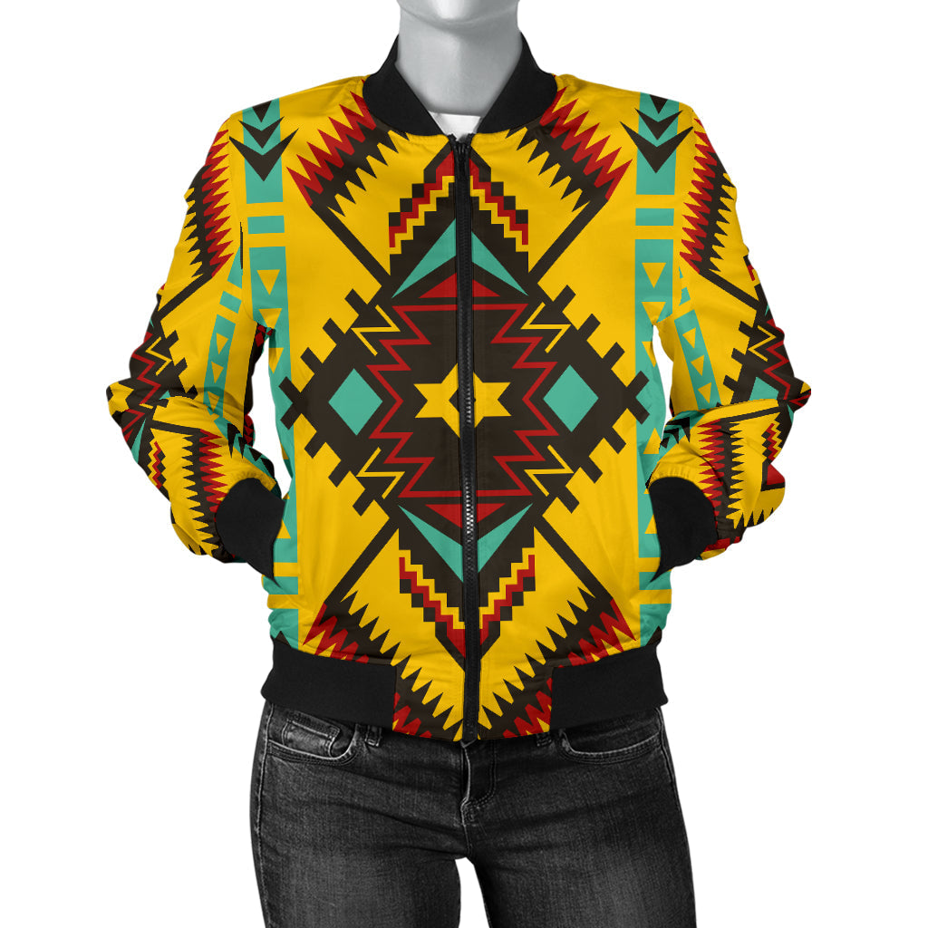 Abstract Geometric Ornament Women's Bomber Jacket LT10 - Wonder Print Shop