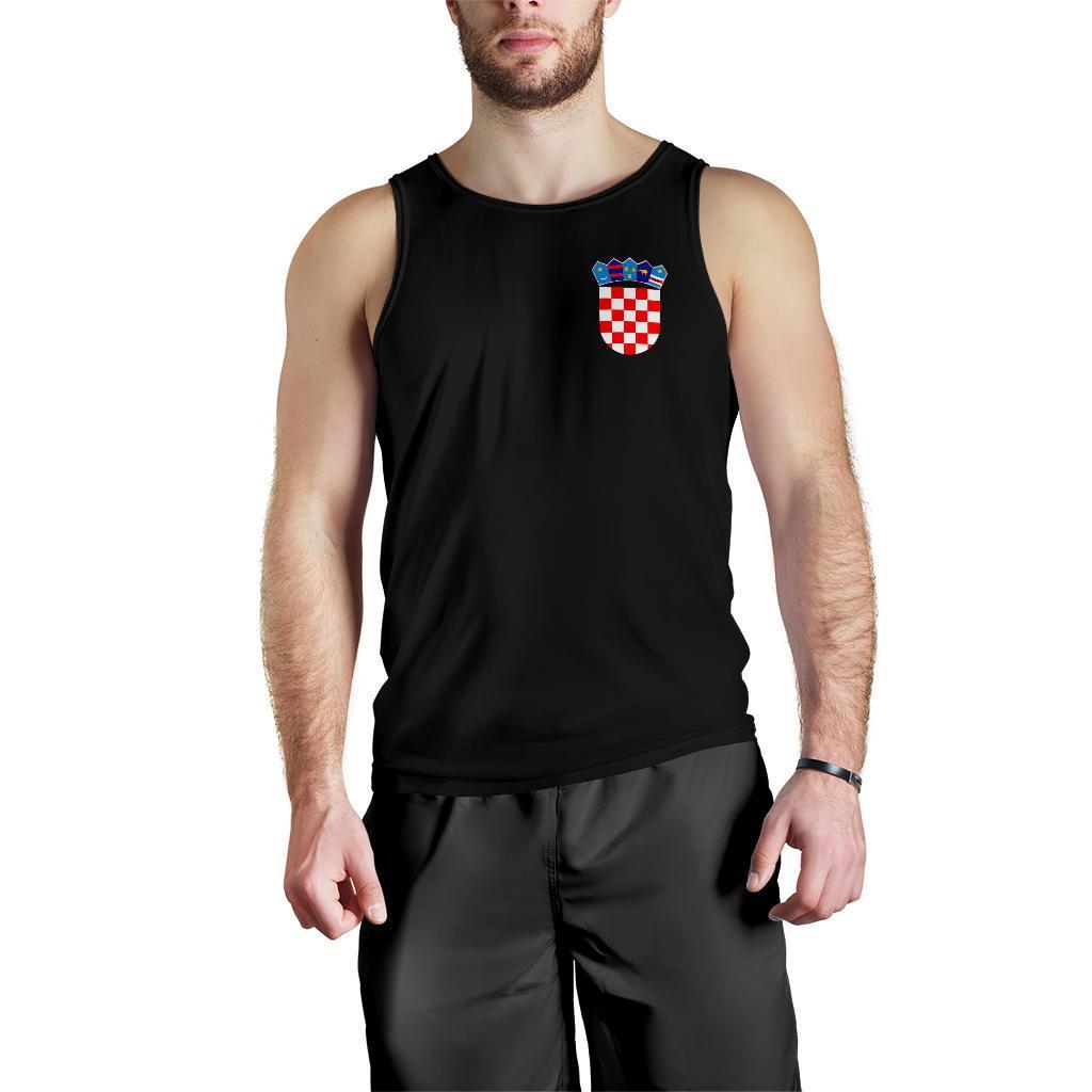 Black Croatia tank top with small crest graphic on left chest