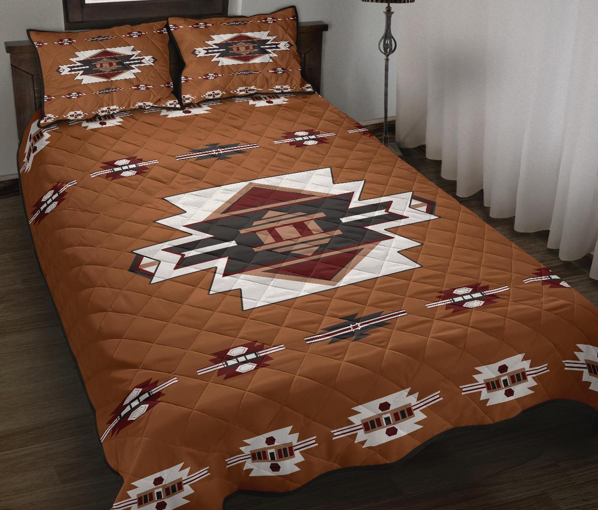 brown-pattern-native-american-quilt-bed-set