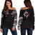 Viking Women's Off Shoulder Sweater - Double Dragon Tattoo and Vegvisir Blood RLT12 - Wonder Print Shop