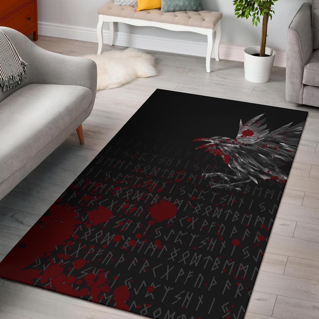 Viking Area Rug The Raven Of Odin Rune Blood RLT12 - Wonder Print Shop