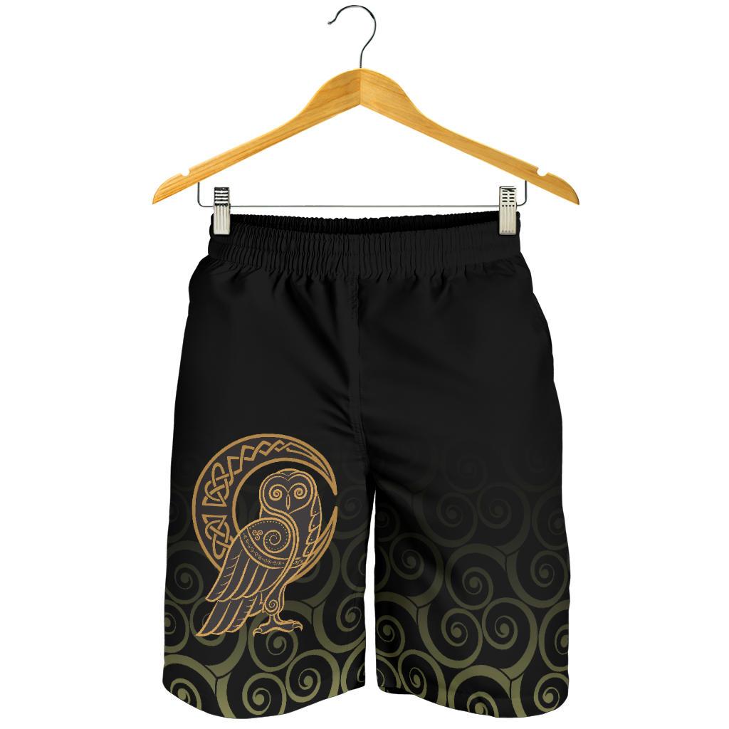 viking-mens-shorts-owl-celtic-on-triskels-background