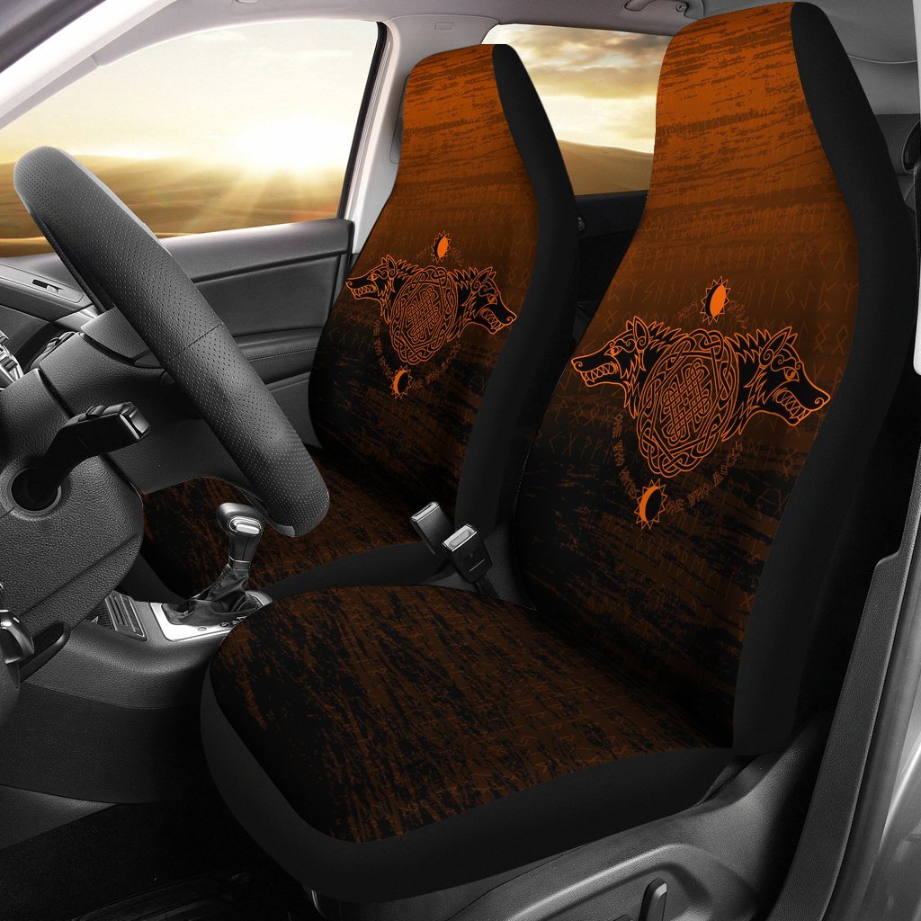 Viking Car Seat Covers, Skoll and Hati Orange RLT12 - Wonder Print Shop