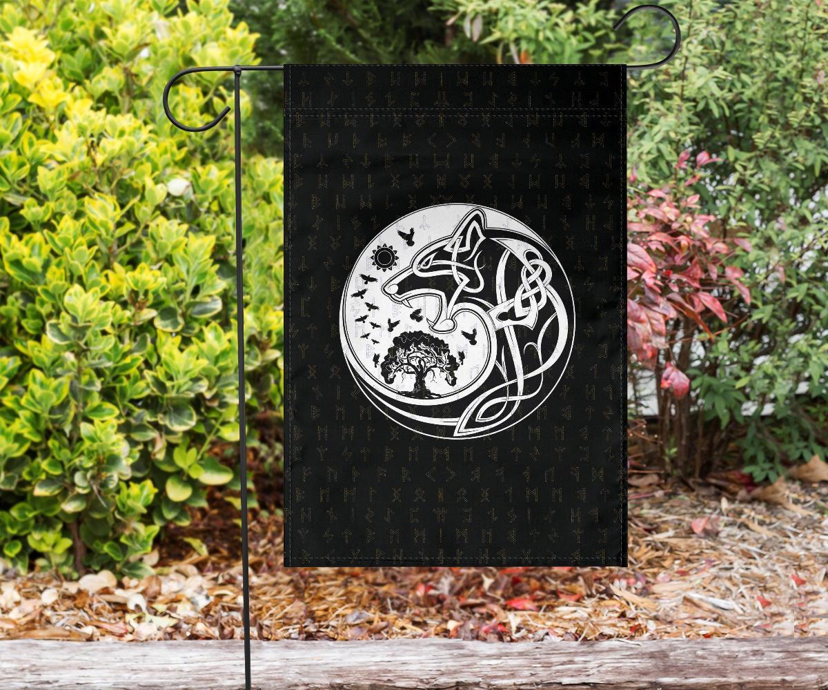 Viking Garden Flag, Skoll and Hati Rune Tattoo RLT12 - Wonder Print Shop