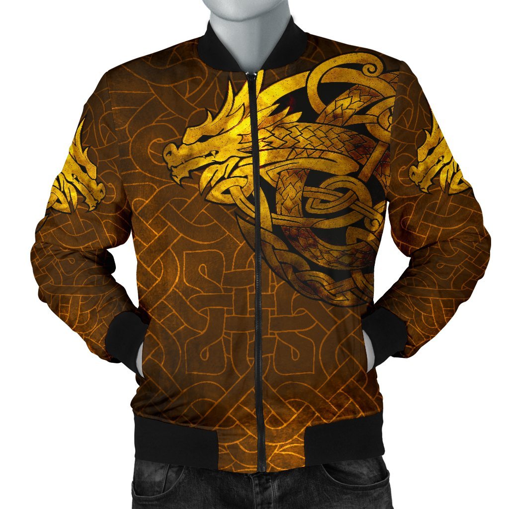 Viking Men's Bomber Jacket - Celtic Dragon Tattoo RLT12 - Wonder Print Shop