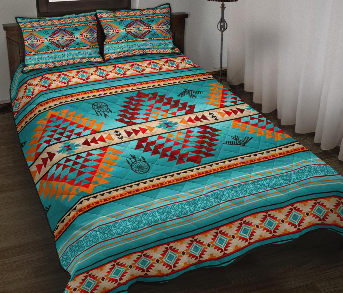 Blue Thunderbirds Dreamcatcher Native American Quilt Bed Set LT10 - Wonder Print Shop