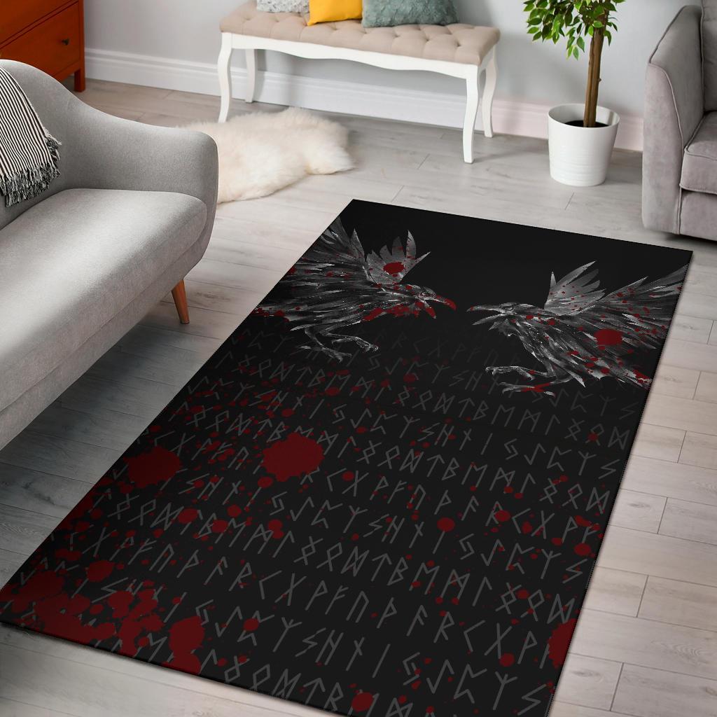 Viking Area Rug Odin Huginn and Muninn Rune Blood RLT12 - Wonder Print Shop