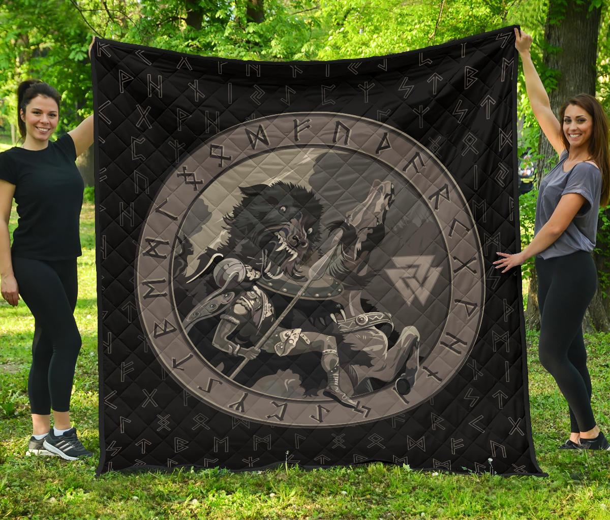 viking-ragnarok-battle-god-odin-wolf-fenrir-premium-quilt