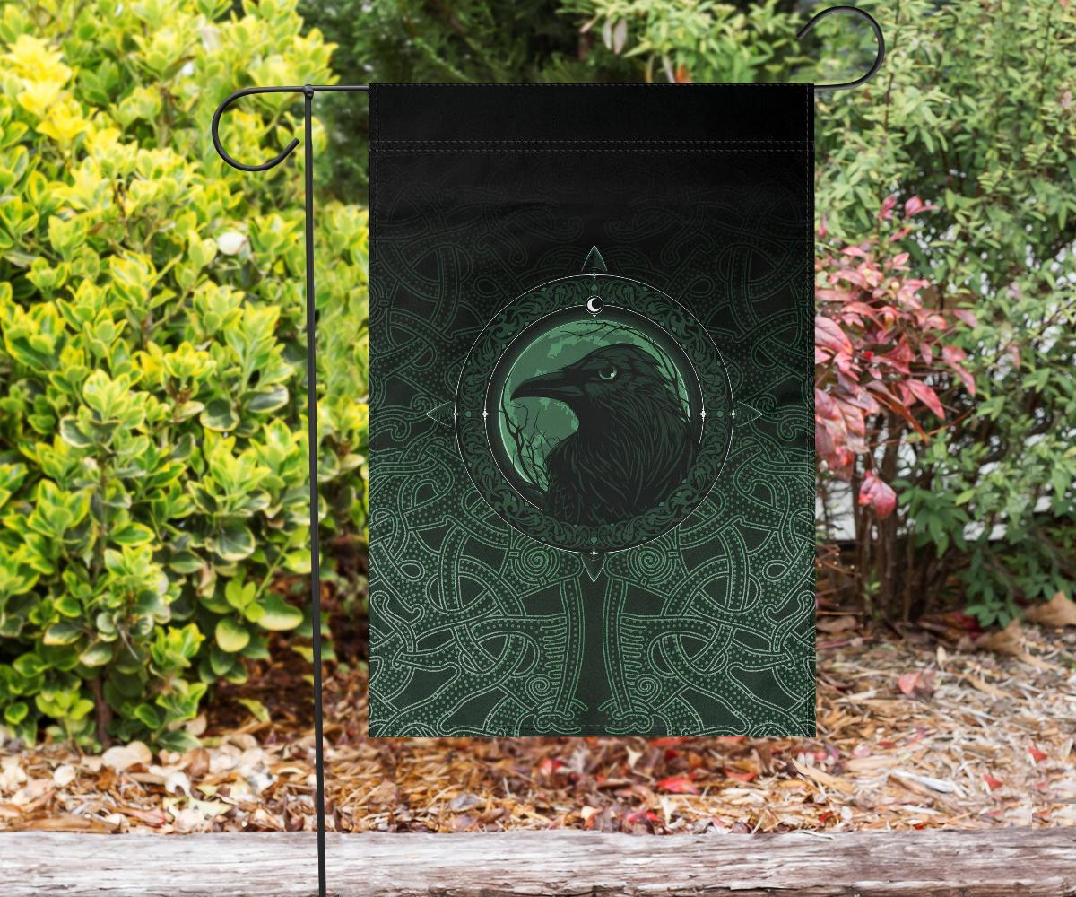 Viking Flag, Ethnic Odin Raven Green RLT12 - Wonder Print Shop