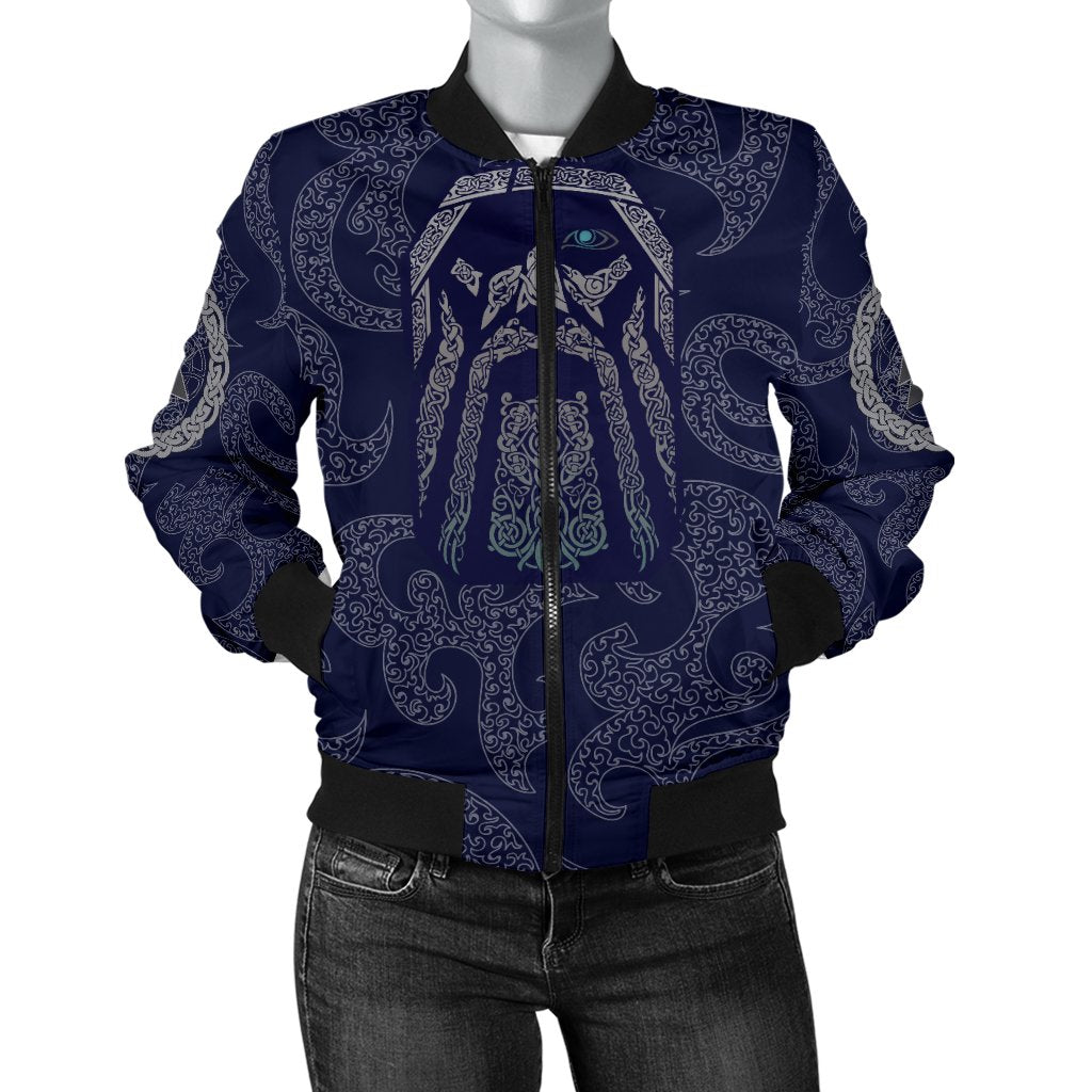 Viking Women's Bomber Jacket Odin God Tattoo RLT12 - Wonder Print Shop