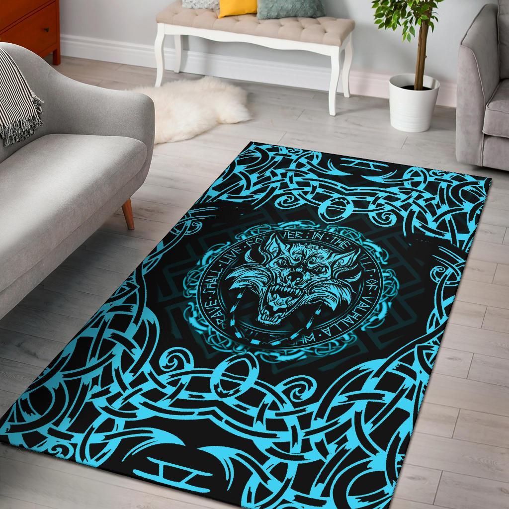 Viking Area Rug Fenrir Viking Cyan 3D RLT12 - Wonder Print Shop