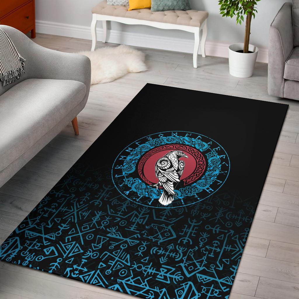 Viking Area Rug Raven Celtic Cyan RLT12 - Wonder Print Shop