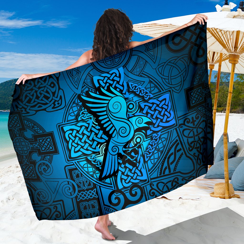 Viking Sarong - Raven Odin Celtic Cyan RLT12 - Wonder Print Shop