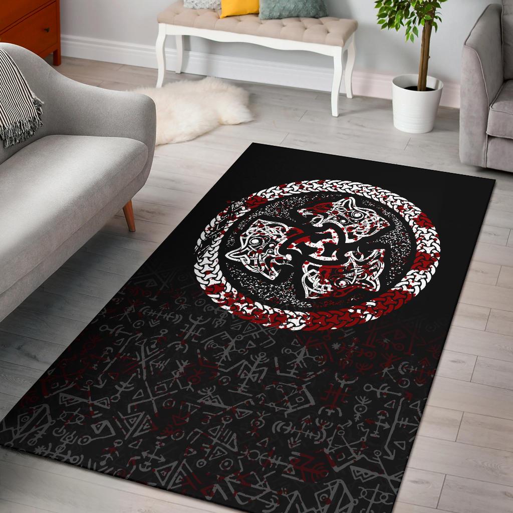 Viking Area Rug Fierce Blood Wolf Symbol Of A Viking Nordic RLT12 - Wonder Print Shop