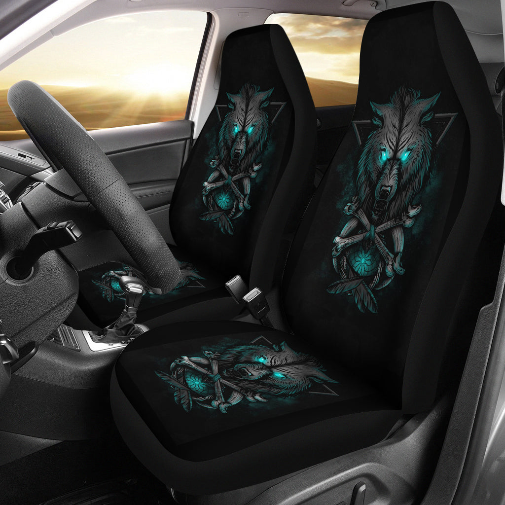 Wolf With Blue Eyes Car Seat Covers LT10 - Wonder Print Shop