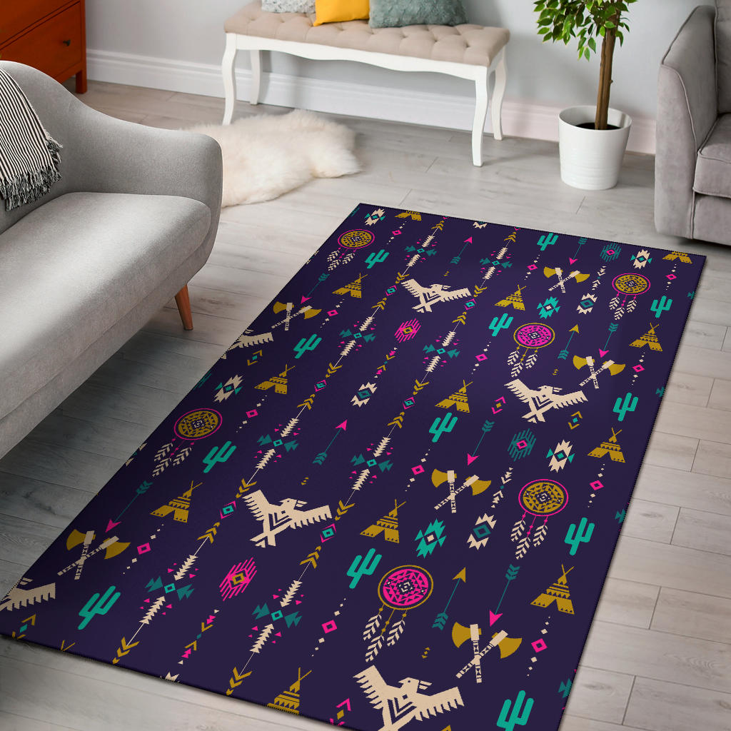 Thunderbird Pattern Blue Area Rug LT10 - Wonder Print Shop