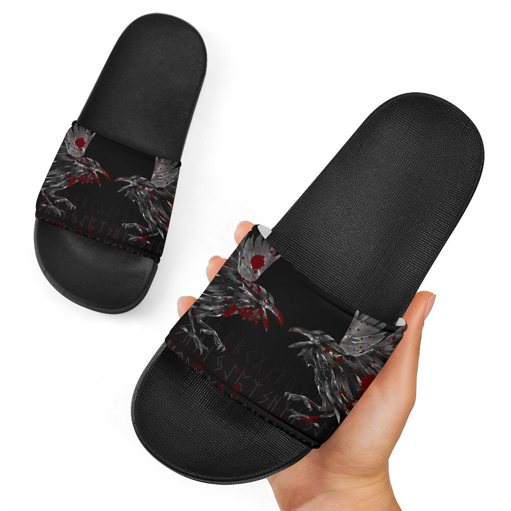 viking-slide-sandals-odin-huginn-and-muninn-rune-blood