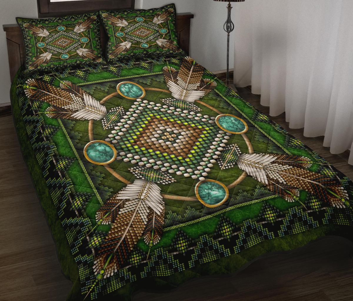 Mandala Green Design Native American Quilt Bed Set LT10 - Wonder Print Shop