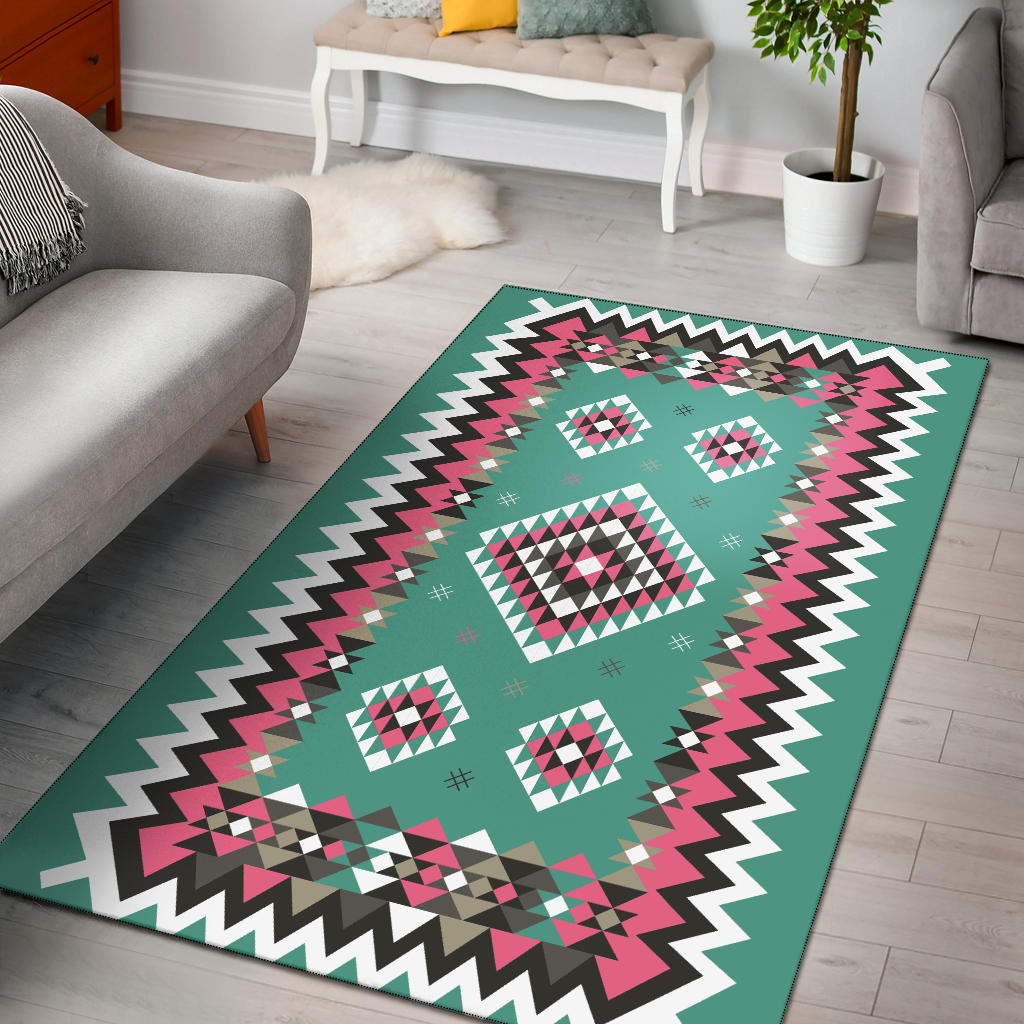 Ethnic Geometric Pink Pattern Area Rug LT10 - Wonder Print Shop