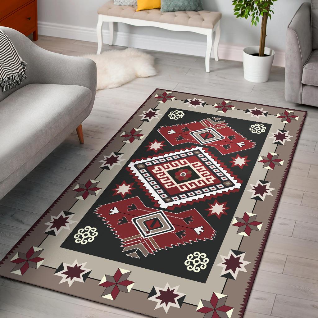 Ethnic Tribal Red Brown Pattern Native American Area Rug LT10 - Wonder Print Shop