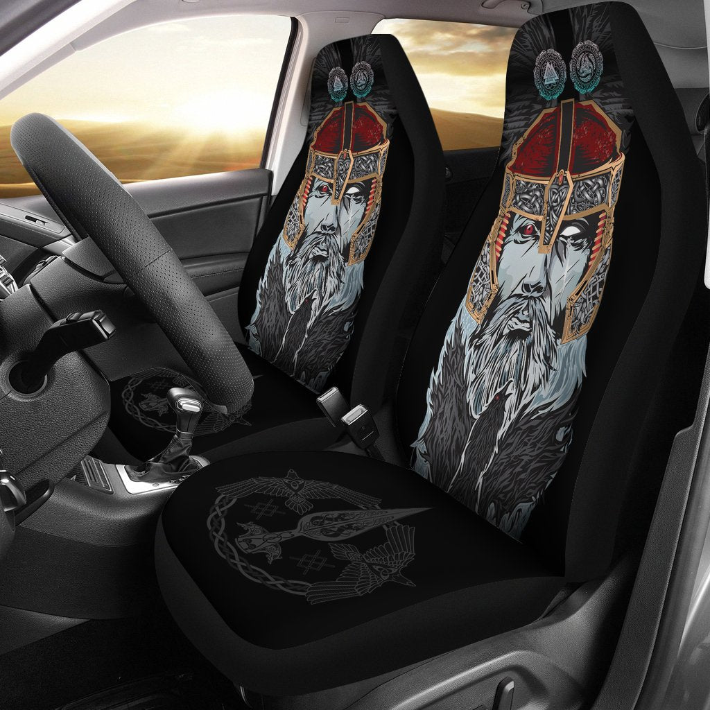 Viking Car Seat Cover Odin Valknut and Triple Horn RLT12 - Wonder Print Shop