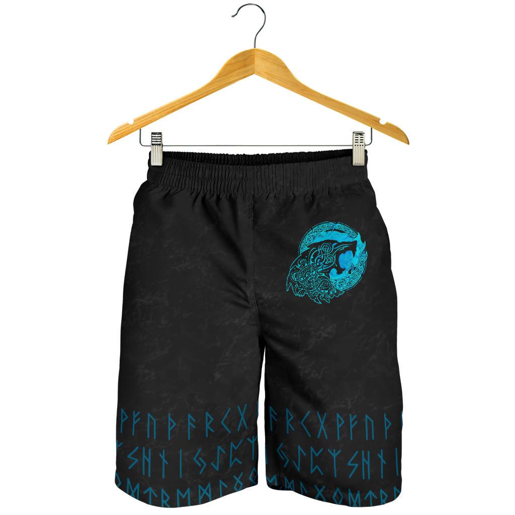 viking-all-over-print-mens-shorts-fenrir-wolf-cyan