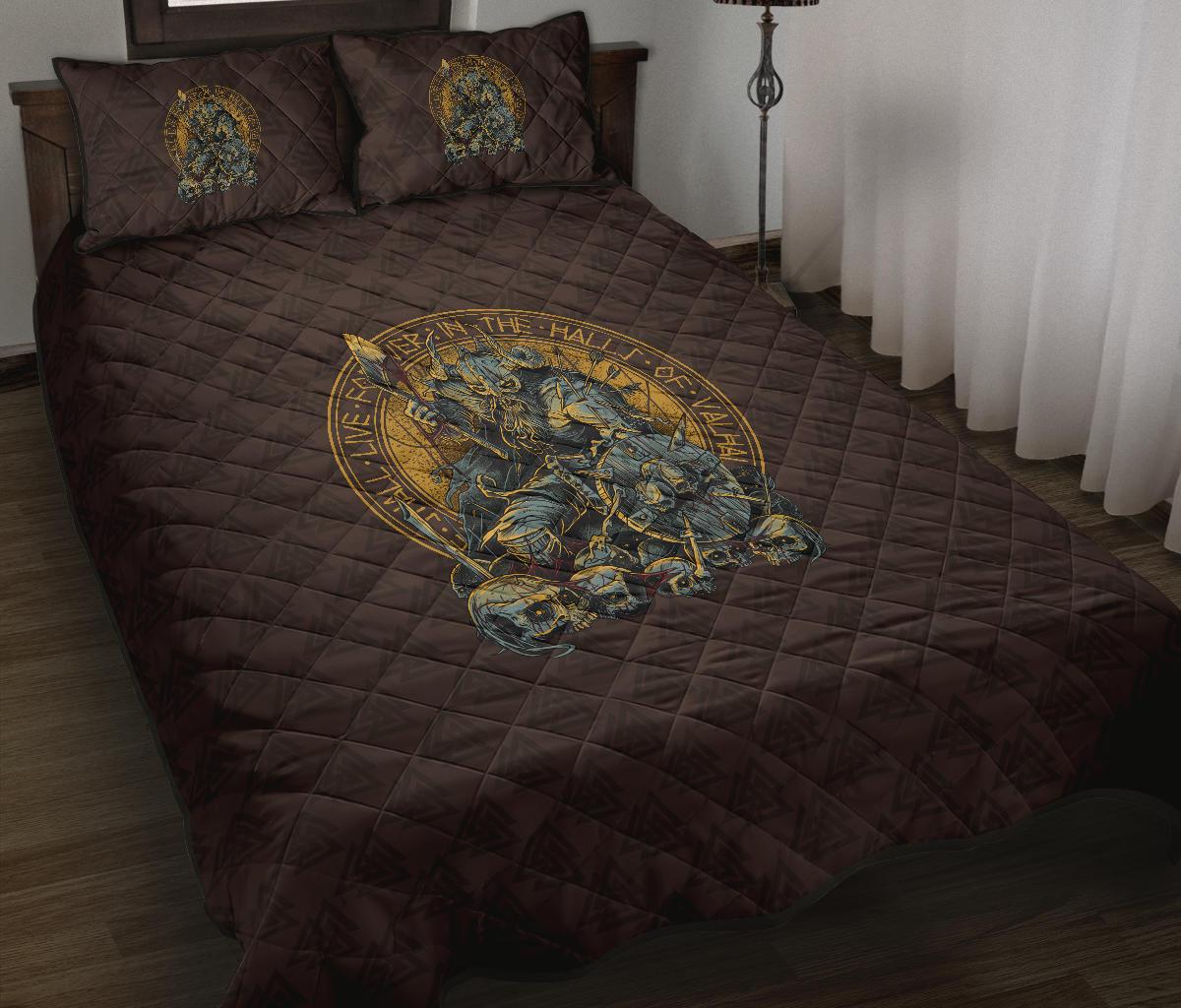 Viking Quilt Bed Set Warrior Viking Shield Skull RLT12 - Wonder Print Shop