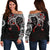 Viking Women's Off Shoulder Sweater, Dragon and Vegvisir Blood Tattoo RLT12 - Wonder Print Shop