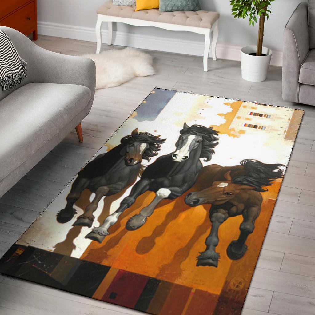 Horses Warrior Native American Pride Area Rug LT10 - Wonder Print Shop