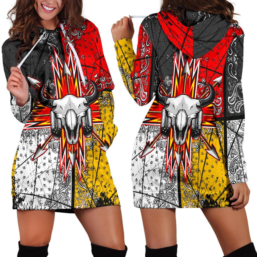 bison-arrow-native-american-womens-hoodie-dress