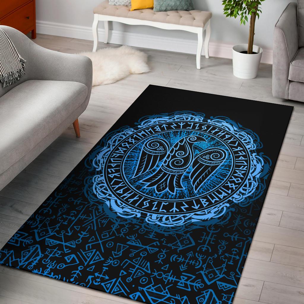 Viking Area Rug Raven Celtic Cyan RLT12 - Wonder Print Shop