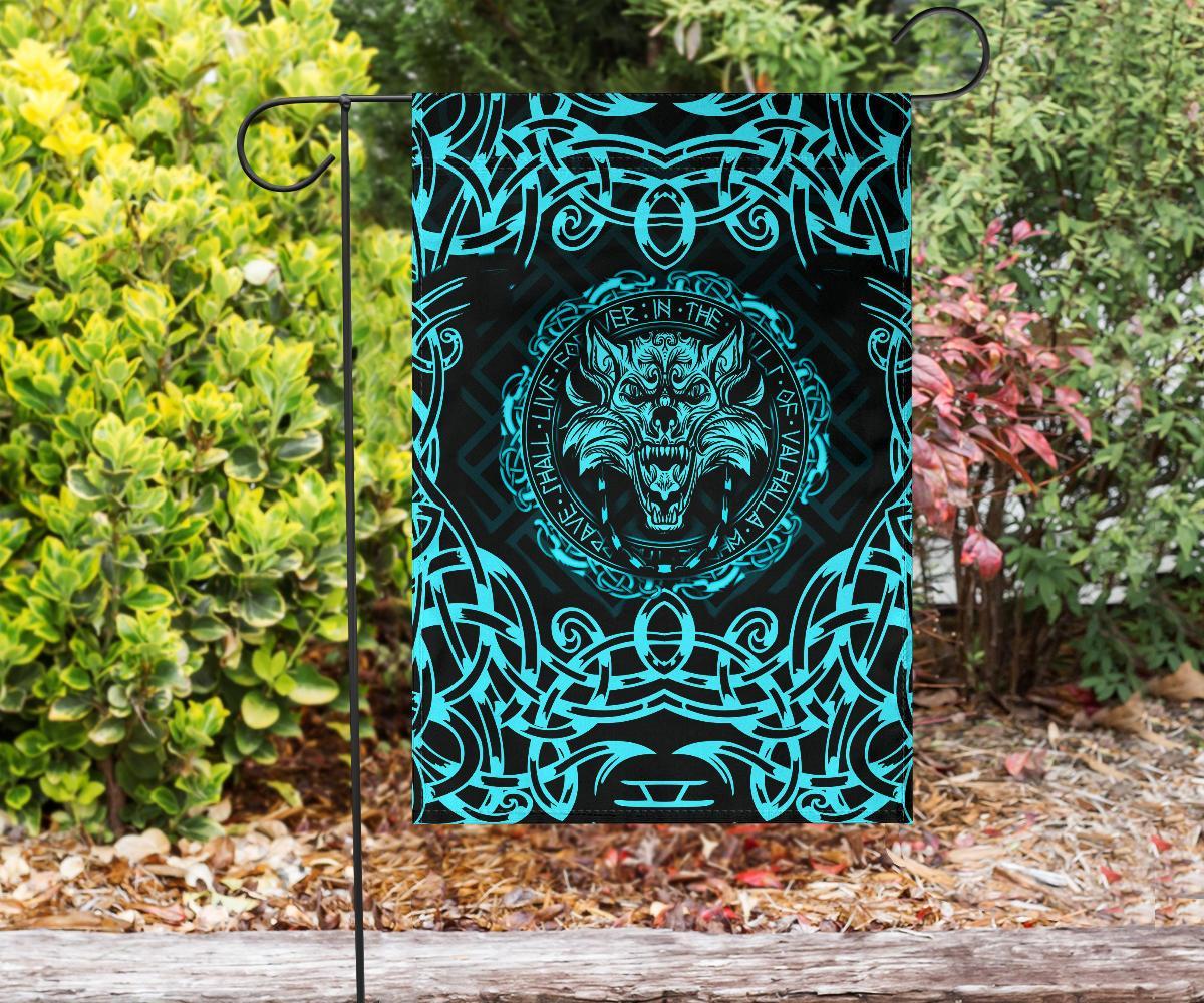 Viking Garden Flag Fenrir Viking Cyan 3D RLT12 - Wonder Print Shop